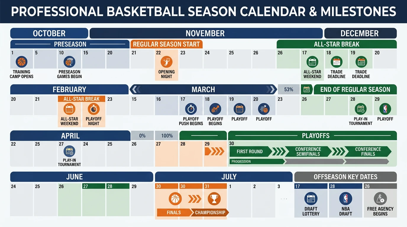 Calendario de temporada NBA con fechas importantes marcadas