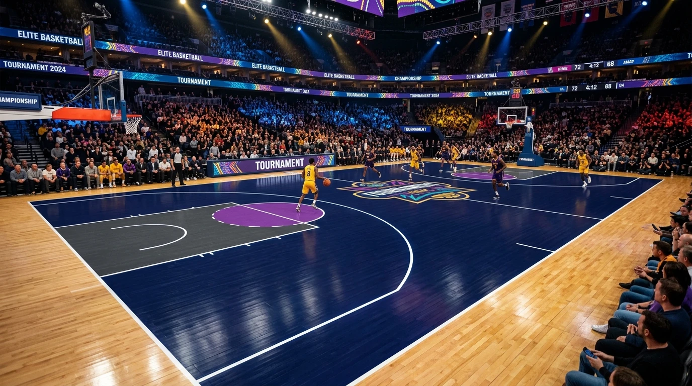 Cancha de baloncesto con diseño especial para torneo NBA Cup