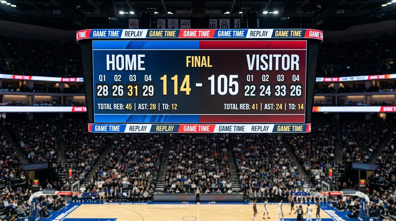 Marcador de partido NBA mostrando puntuación por cuartos